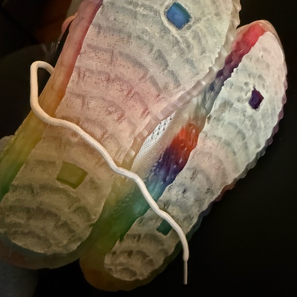 White and Orange Athletic Sneakers with Breathable Mesh - Picture 5 of 6